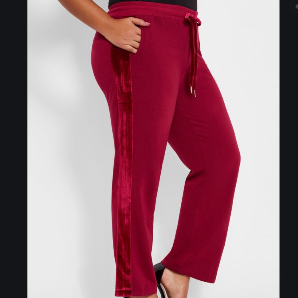 NWT Bebe sport burgundy velvet sweatpants 1X